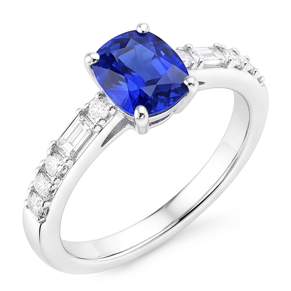 Natural Sapphire Ring 2.50ct - White Gold 14K