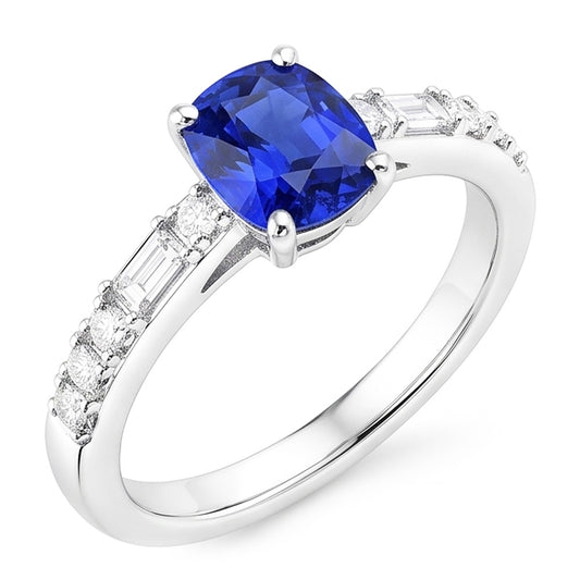 Natural Sapphire Ring 2.50ct - White Gold 14K