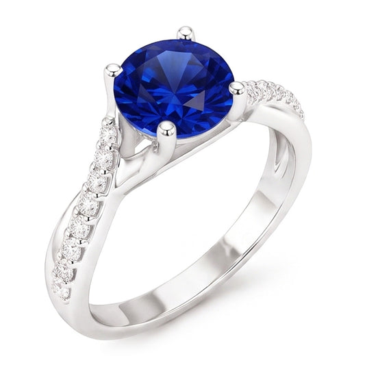 Natural Sapphire Ring 2.50ct - White Gold 14K