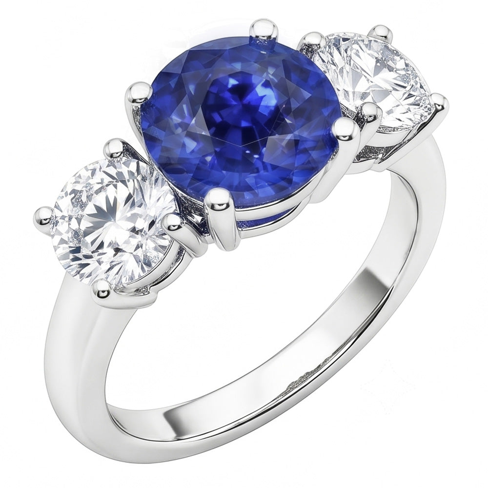 Natural Sapphire Ring 2.50ct - White Gold 14K