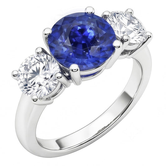 Natural Sapphire Ring 2.50ct - White Gold 14K