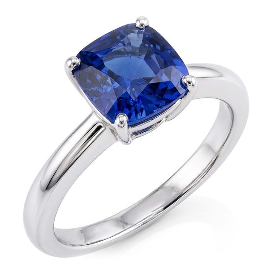 Natural Sapphire Ring 2.50ct - White Gold 14K