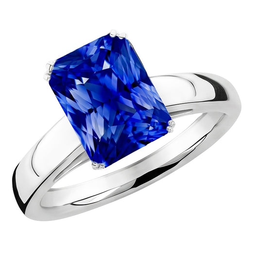Natural Sapphire Ring 2.50ct - White Gold 14K