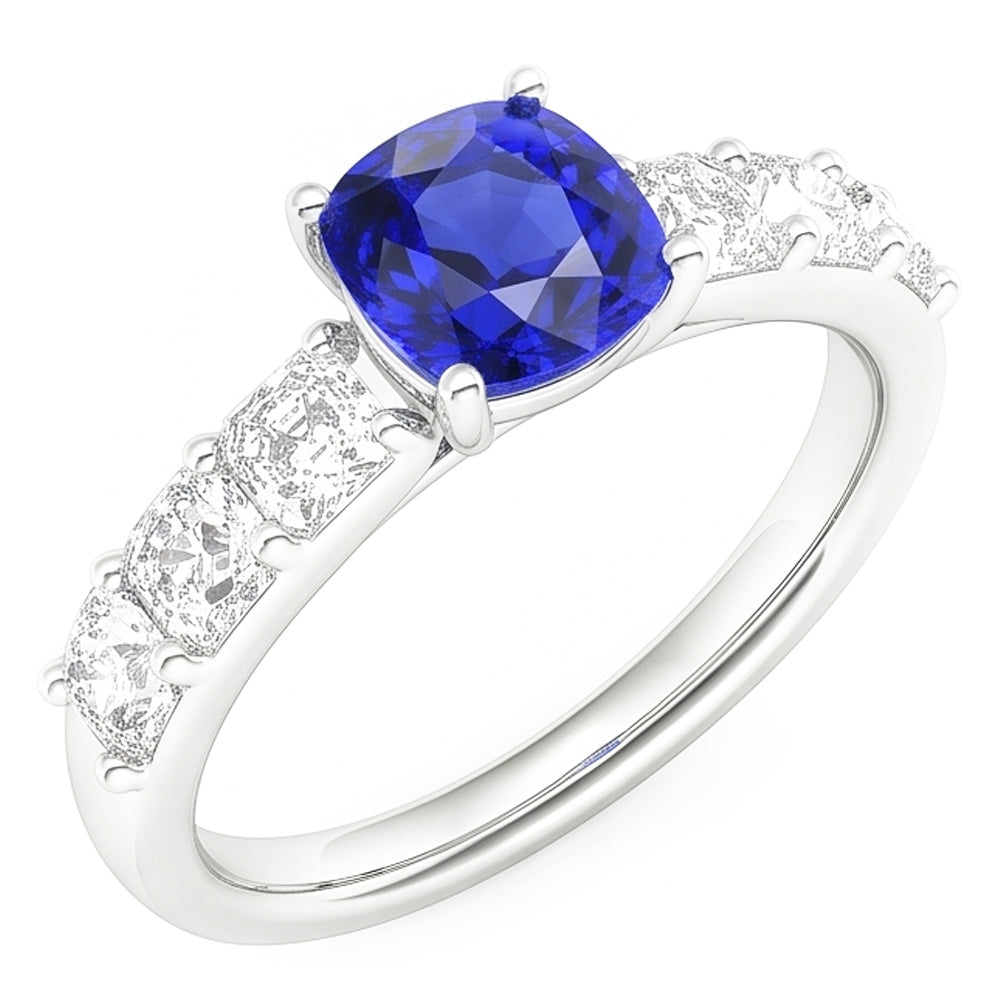 Natural Sapphire Ring 2.50ct - White Gold 14K