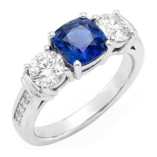 Natural Sapphire Ring 2.50ct - White Gold 14K