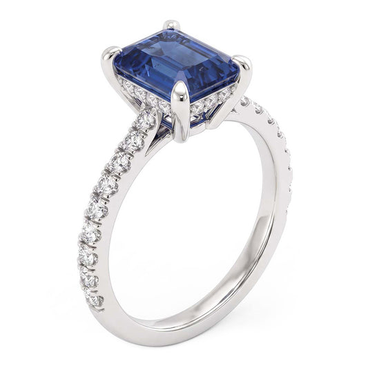 Natural Sapphire Ring 2.50ct - White Gold 14K