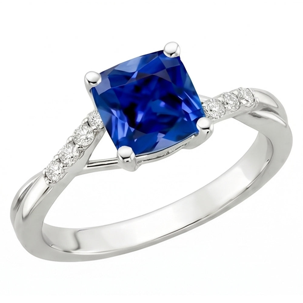 Natural Sapphire Ring 2.50ct - White Gold 14K