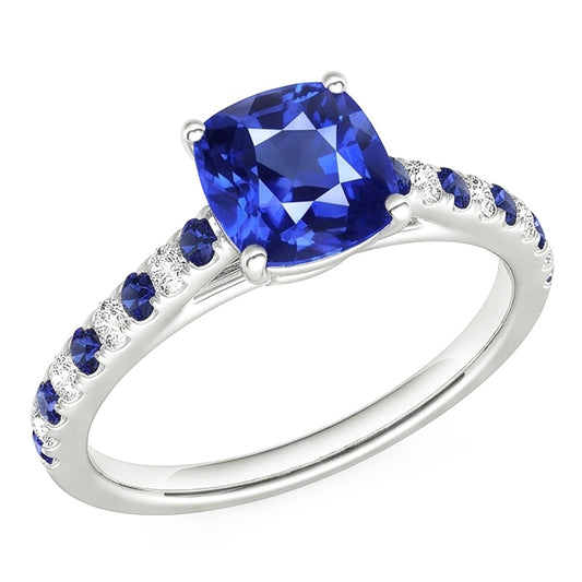 Natural Sapphire Ring 2.50ct - White Gold 14K