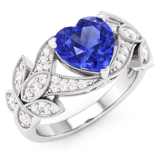 Natural Sapphire Ring 2.50ct - White Gold 14K