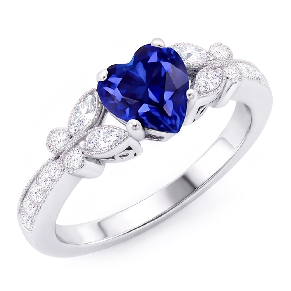 Natural Sapphire Ring 2.50ct - White Gold 14K