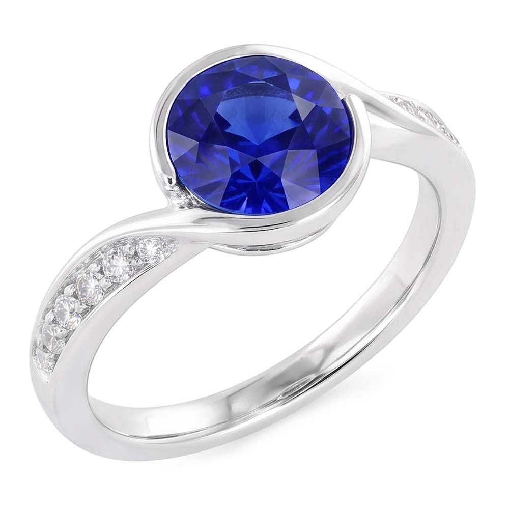 Natural Sapphire Ring 2.50ct - White Gold 14K