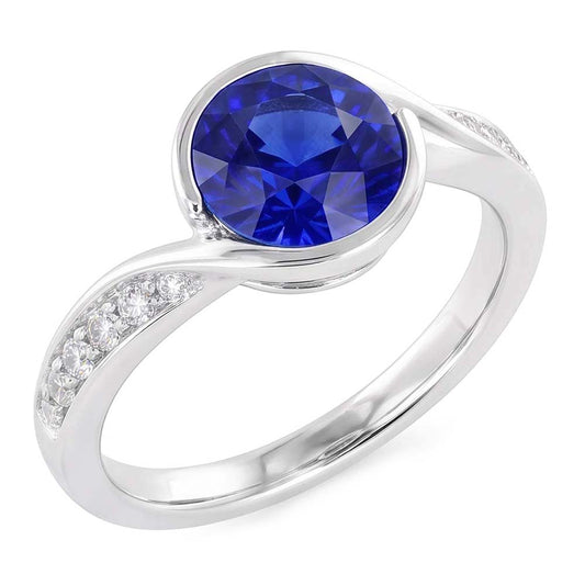 Natural Sapphire Ring 2.50ct - White Gold 14K
