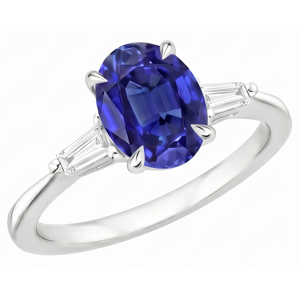 Natural Sapphire Ring 2.50ct - White Gold 14K
