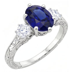 Natural Sapphire Ring 2.50ct - White Gold 14K