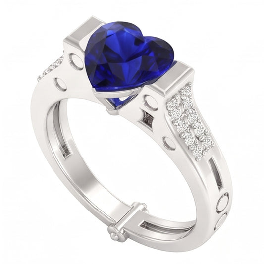Natural Sapphire Ring 2.50ct - White Gold 14K