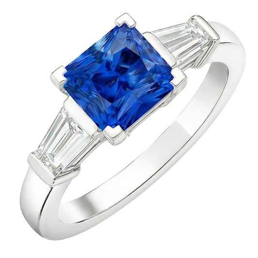 Natural Sapphire Ring 2.50ct - White Gold 14K