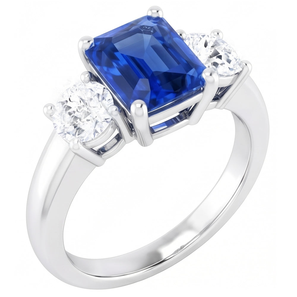 Natural Sapphire Ring 2.50ct - White Gold 14K