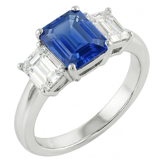 Natural Sapphire Ring 2.50ct - White Gold 14K