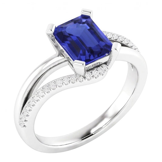 Natural Sapphire Ring 2.50ct - White Gold 14K