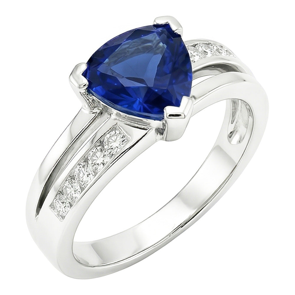 Natural Sapphire Ring 2.50ct - White Gold 14K
