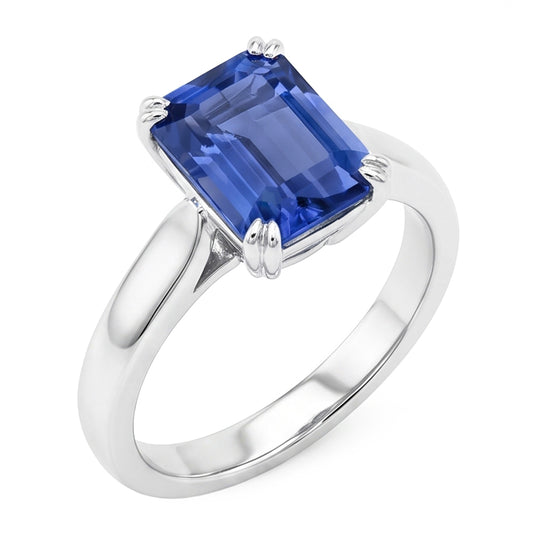 Natural Sapphire Ring 2.50ct - White Gold 14K
