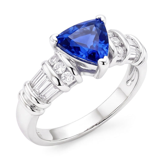 Natural Sapphire Ring 2.50ct - White Gold 14K