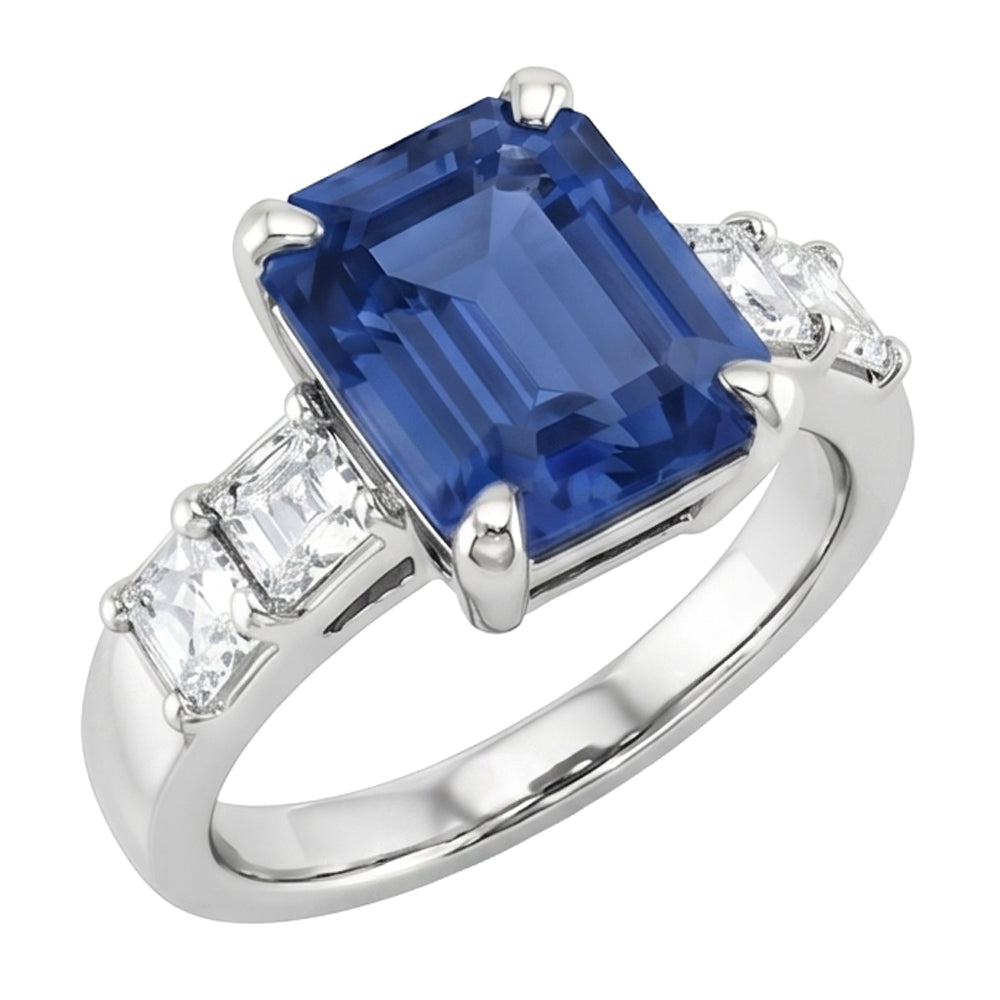 Natural Sapphire Ring 2.50ct - White Gold 14K