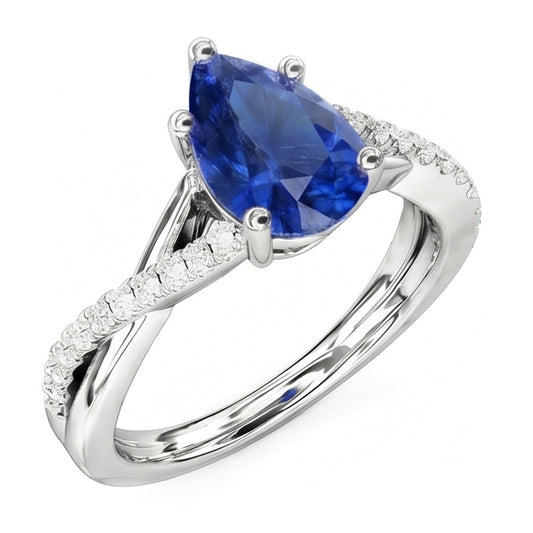 Natural Sapphire Ring 2.50ct - White Gold 14K
