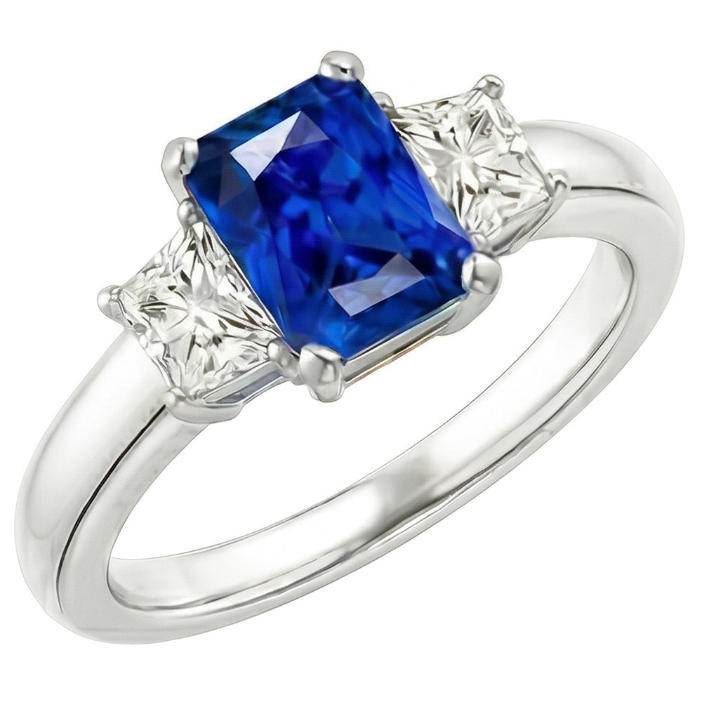 Natural Sapphire Ring 2.50ct - White Gold 14K