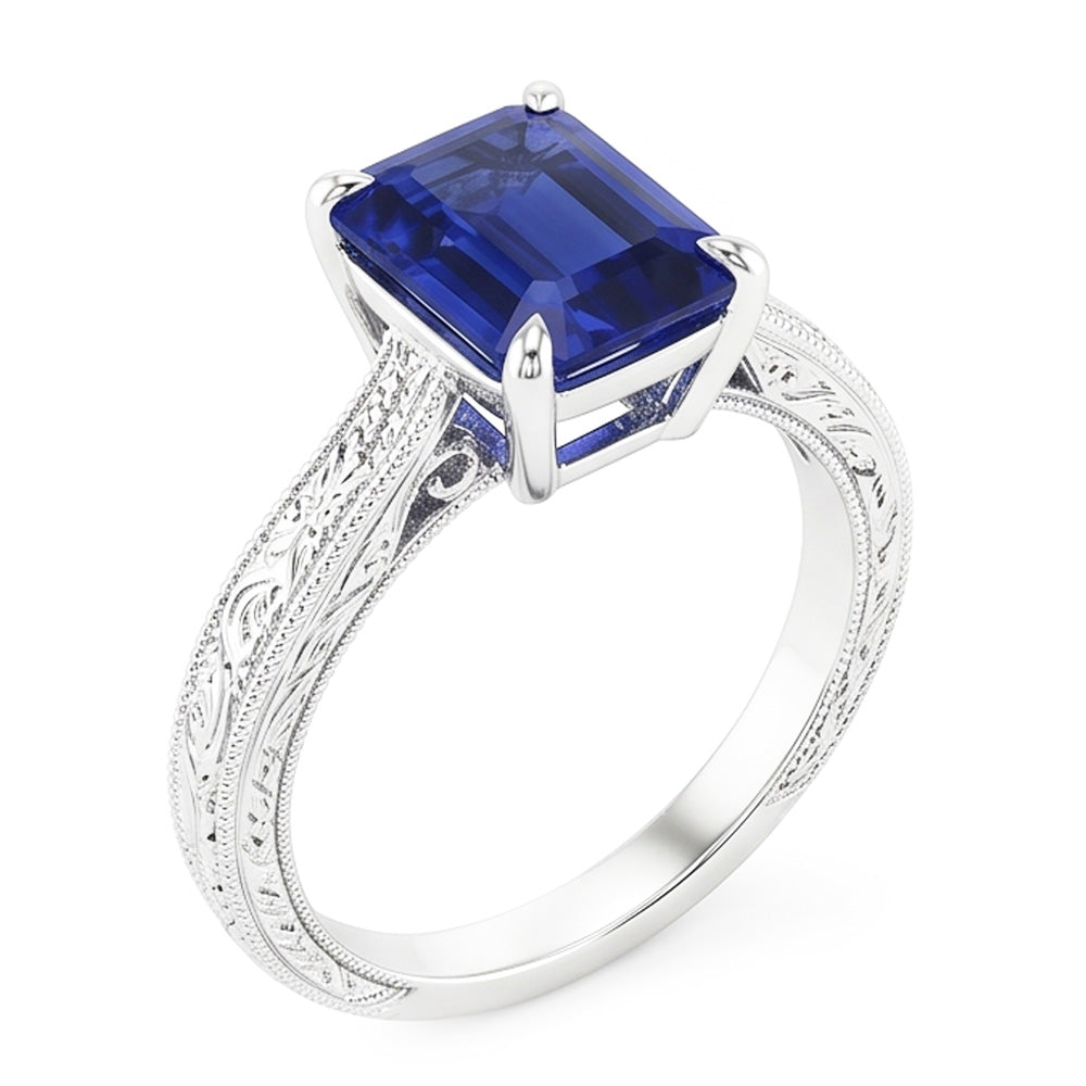 Natural Sapphire Ring 2.50ct - White Gold 14K