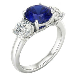 Natural Sapphire Ring 2.50ct - White Gold 14K