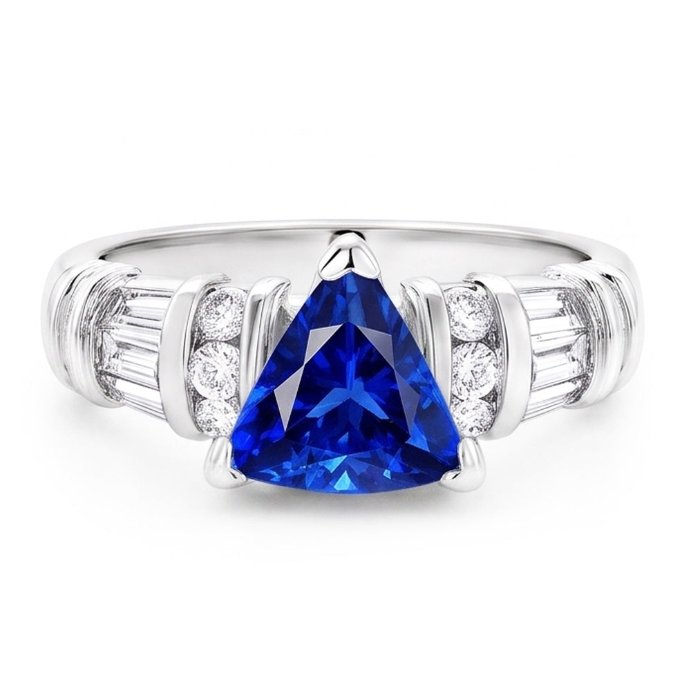Natural Sapphire Ring 2.50ct - White Gold 14K