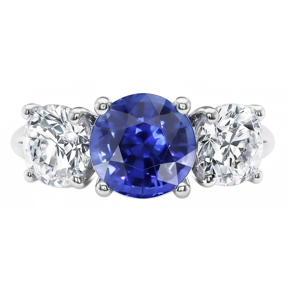 Natural Sapphire Ring 2.50ct - White Gold 14K