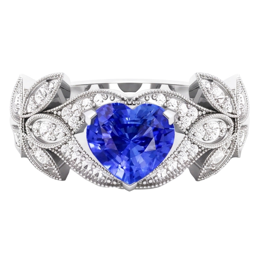 Natural Sapphire Ring 2.50ct - White Gold 14K