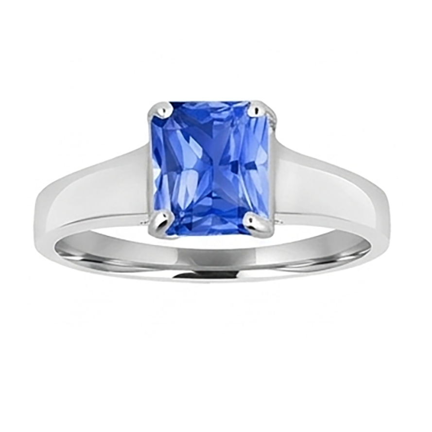 Natural Sapphire Ring 2.50ct - White Gold 14K