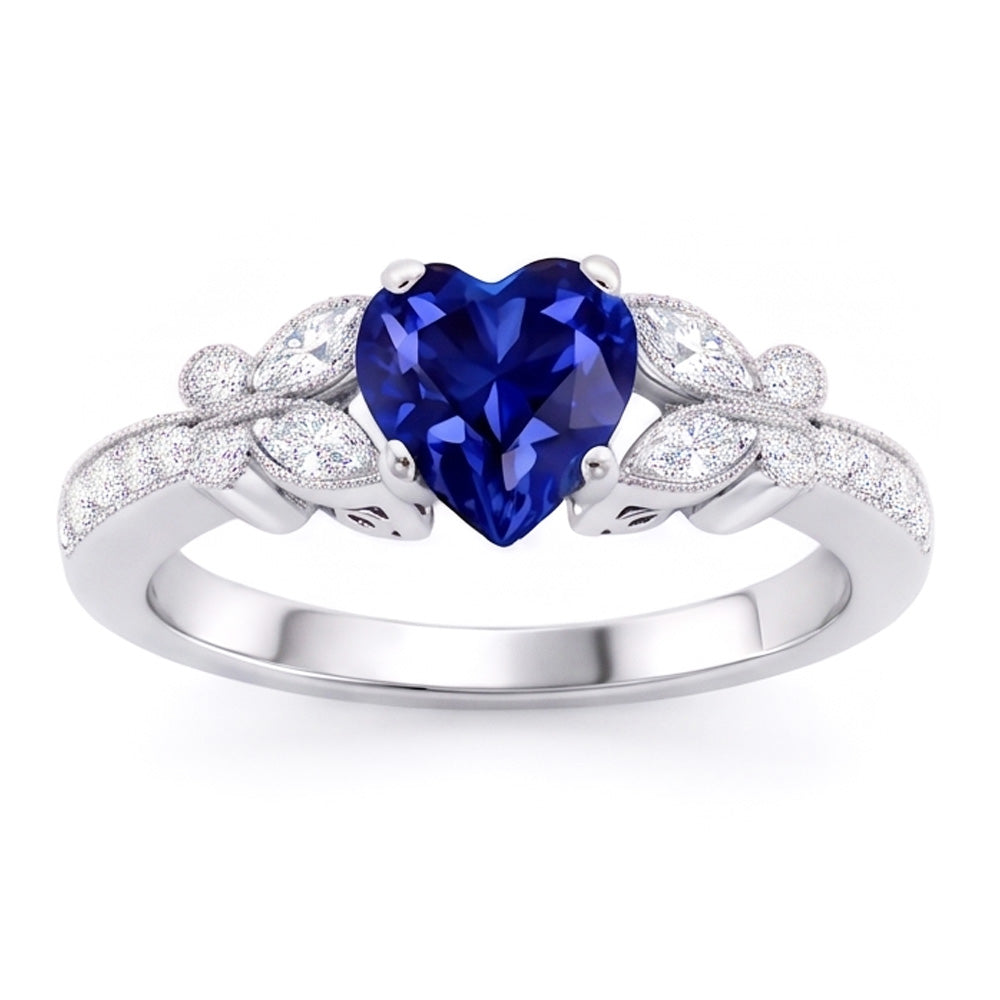 Natural Sapphire Ring 2.50ct - White Gold 14K