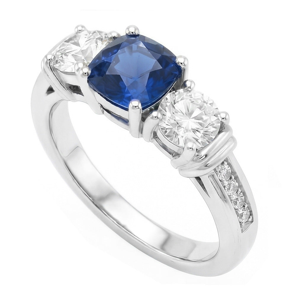 Natural Sapphire Ring 2.50ct - White Gold 14K