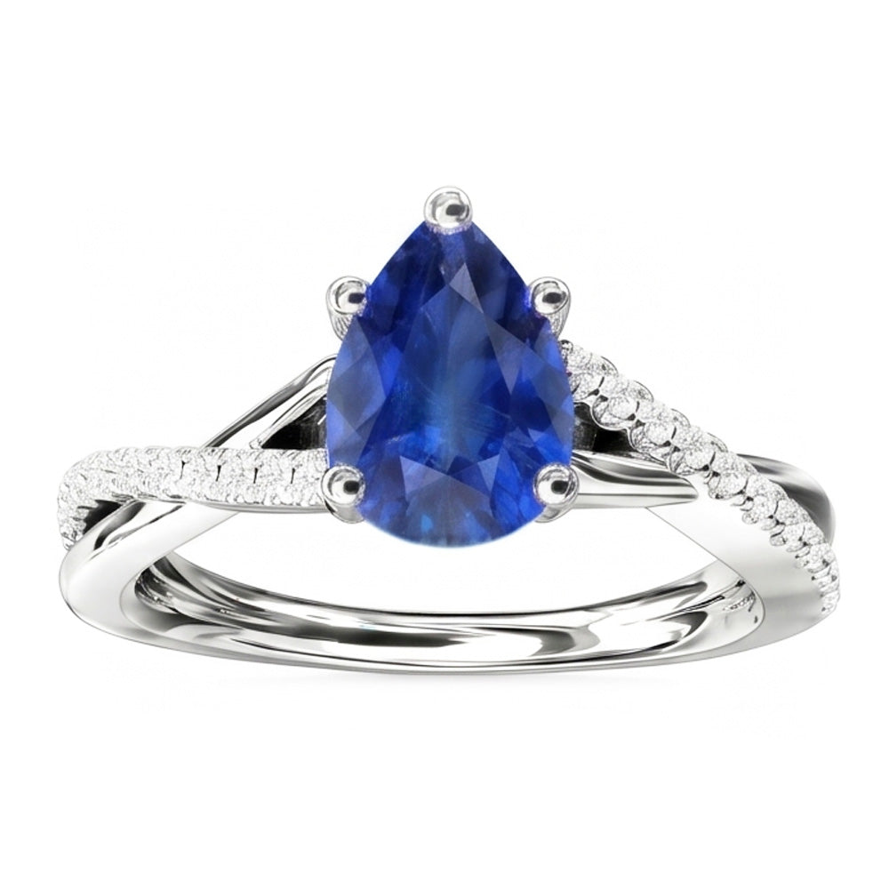 Natural Sapphire Ring 2.50ct - White Gold 14K