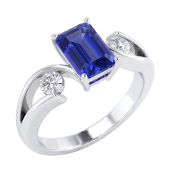 Natural Sapphire Ring 2.50ct - White Gold 14K