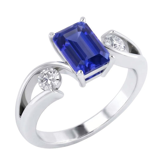 Natural Sapphire Ring 2.50ct - White Gold 14K