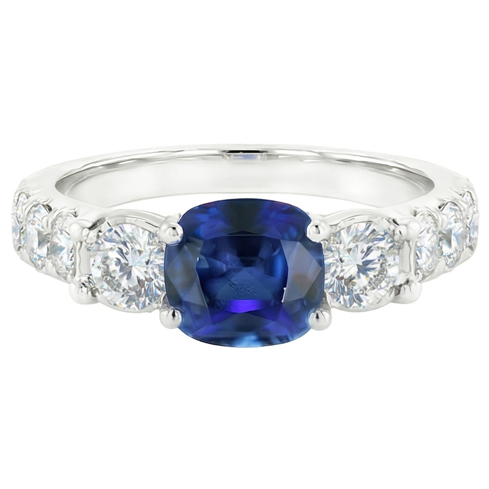 Natural Sapphire Ring 2.50ct - White Gold 14K