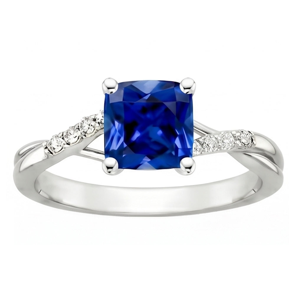 Natural Sapphire Ring 2.50ct - White Gold 14K