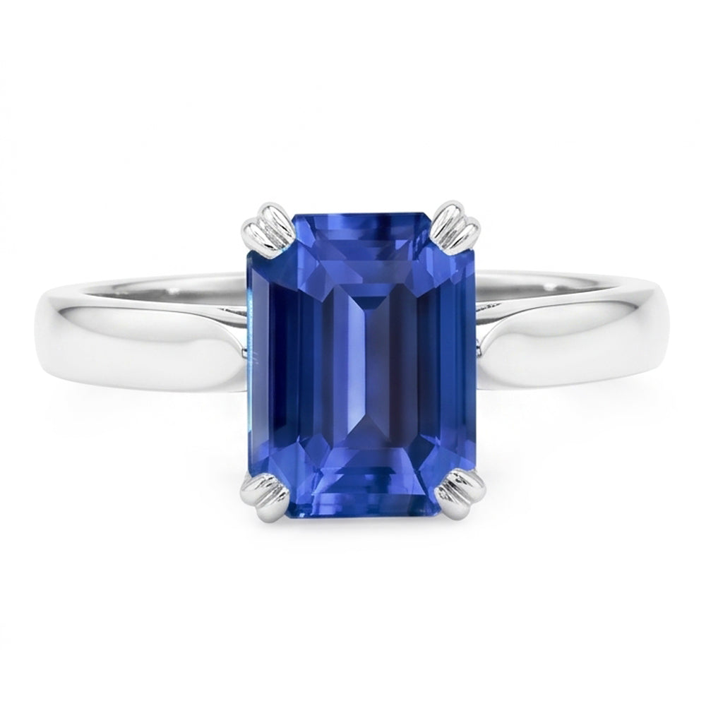 Natural Sapphire Ring 2.50ct - White Gold 14K