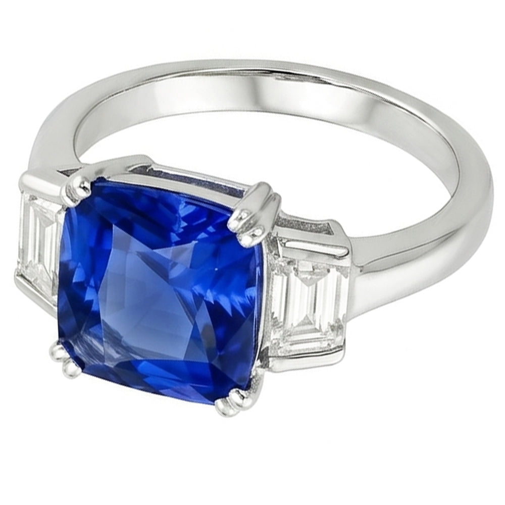 Natural Sapphire Ring 2.50ct - White Gold 14K