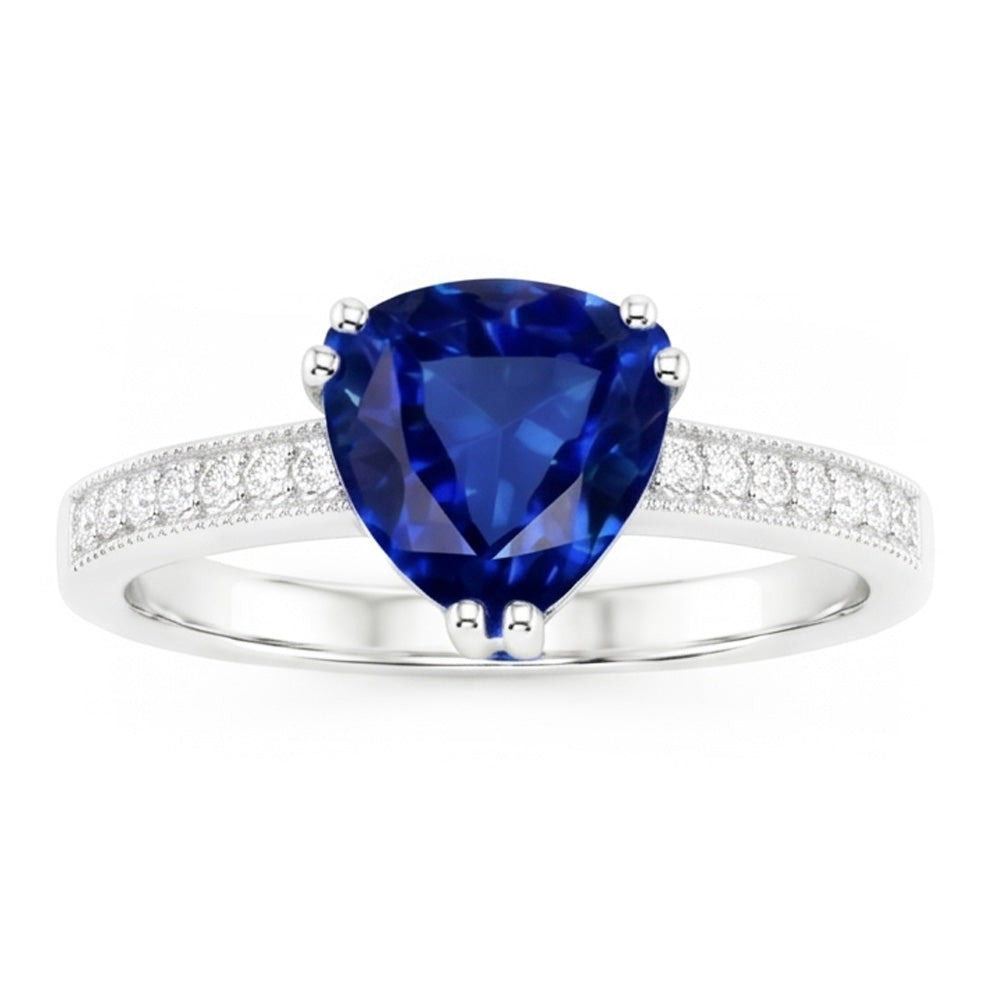 Natural Sapphire Ring 2.50ct - White Gold 14K