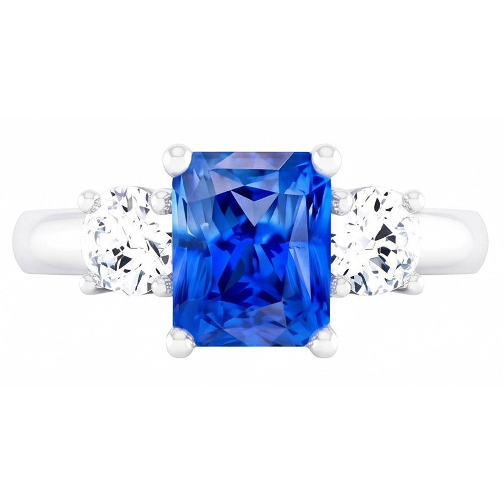 Natural Sapphire Ring 2.50ct - White Gold 14K