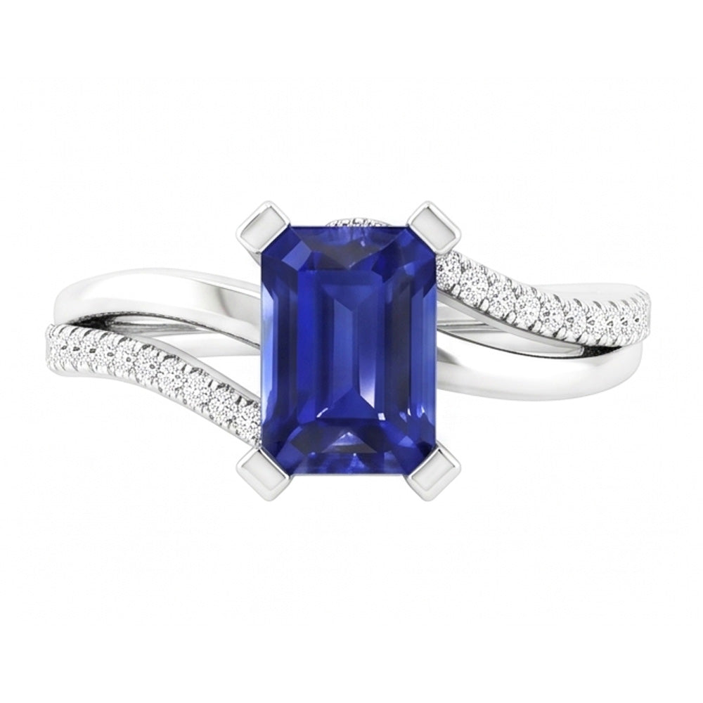 Natural Sapphire Ring 2.50ct - White Gold 14K