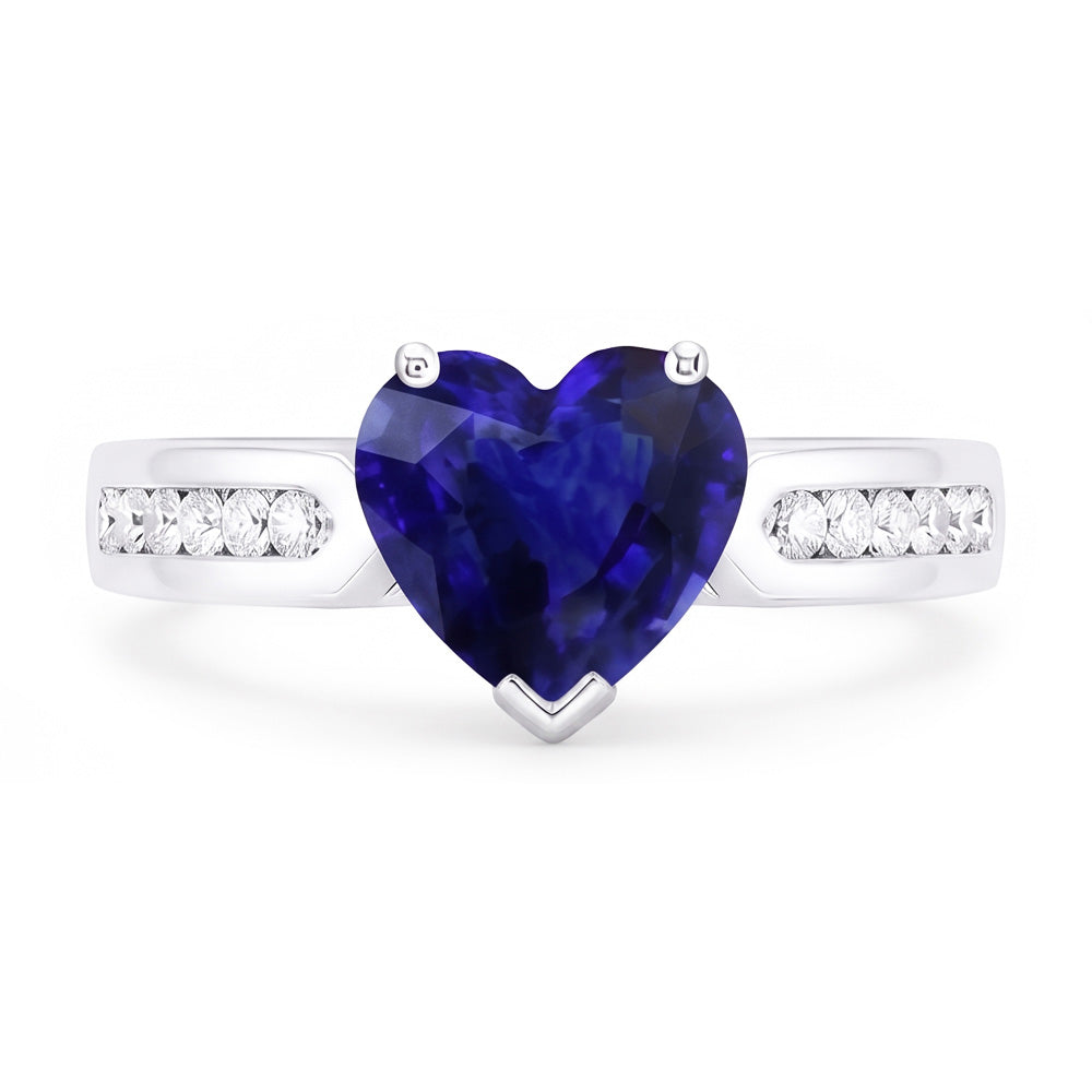 Natural Sapphire Ring 2.50ct - White Gold 14K