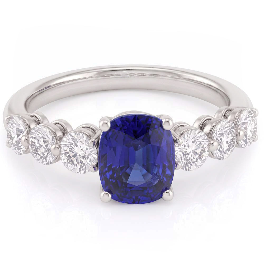Natural Sapphire Ring 2.50ct - White Gold 14K