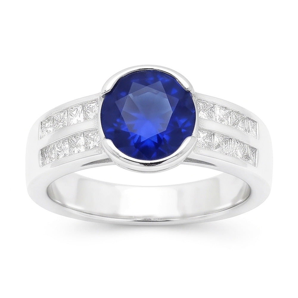 Natural Sapphire Ring 2.50ct - White Gold 14K